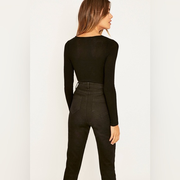 Urban Outfitters Plunge Lace-up Top - Grey - Picture 10 of 12